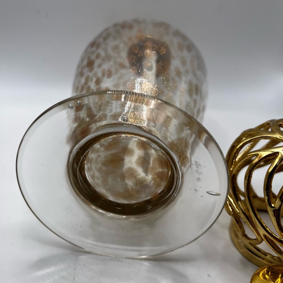 La-Tee-Da! Diffuser Glass Art Gold Effusion Fragrance Oil Lamp - Picture 8 of 10